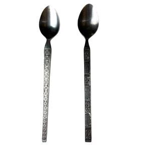 Hanford Forge Trocadero/Onieda Madrid Black Iced Tea Spoon LotX2 Stainless Korea